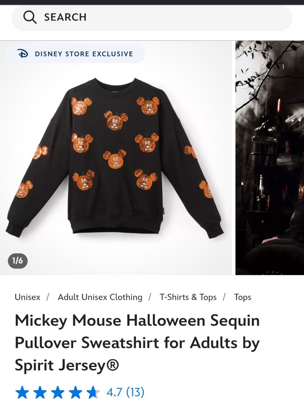 Disney Store Sequin Halloween Pullover